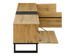Móvel De Tv*Hauss Spole Móvel para TV branco de 180 cm com 3 portas - Madeira PB - Cor: Madeira e preto Natural claro