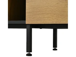 Móvel De Tv*Hauss Spole Móvel para TV branco de 180 cm com 3 portas - Madeira PB - Cor: Madeira e preto Natural claro