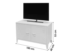 Móvel De Tv*Meublorama Móvel para TV estilo industrial com 2 portas de metal 100x40xH53cm Branco