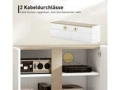 Móvel De Tv* Móvel para TV para televisores de até 65 polegadas, portas com fechamento suave, prateleiras ajustáveis, 135 x 38 x 45 cm, sala de estar. Branco