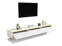 Móvel De Tv*ModernLuxe Móvel para TV brilhante 200×40×40 cm - 3 gavetas - Painel de partículas - Branco