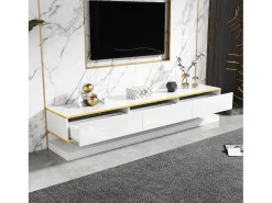 Móvel De Tv*ModernLuxe Móvel para TV brilhante 200×40×40 cm - 3 gavetas - Painel de partículas - Branco