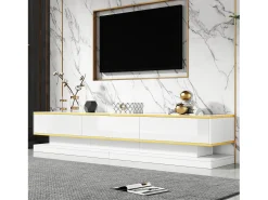 Móvel De Tv*ModernLuxe Móvel para TV brilhante 200×40×40 cm - 3 gavetas - Painel de partículas - Branco