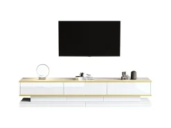 Móvel De Tv*ModernLuxe Móvel para TV brilhante 200×40×40 cm - 3 gavetas - Painel de partículas - Branco