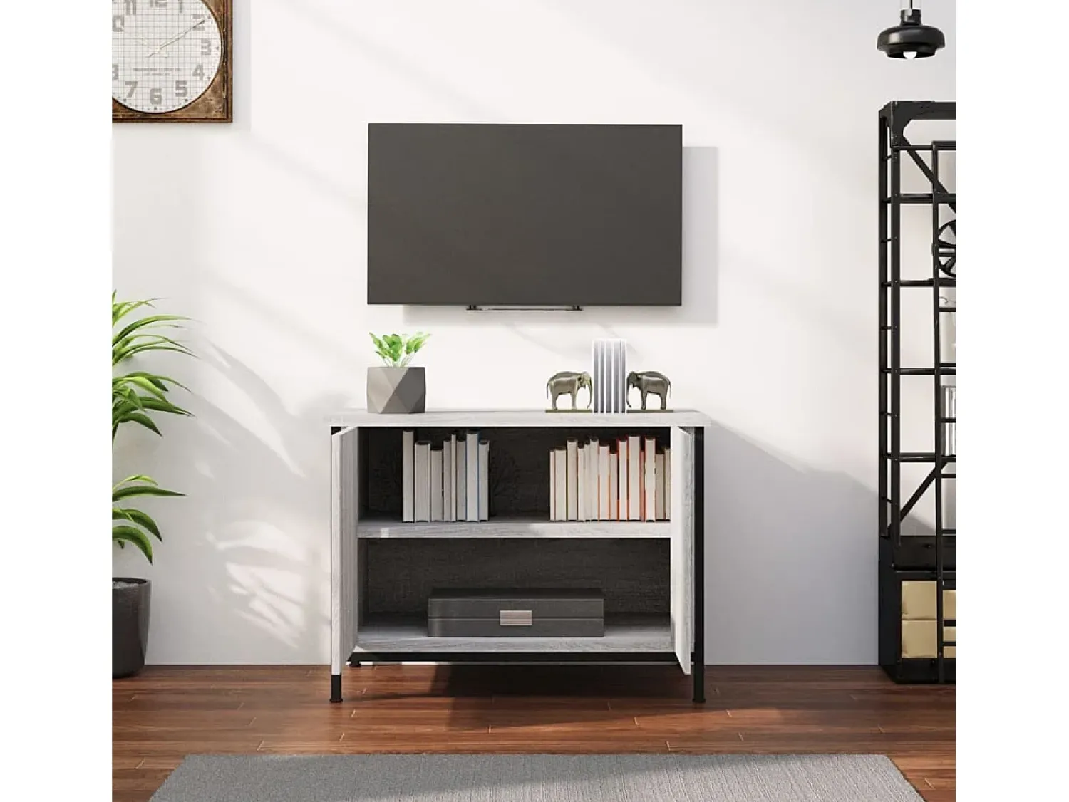 Móvel para TV c/ portas 60x35x45 cm deriv. madeira cinza sonoma PT620038^ Móvel De Tv