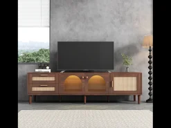 Móvel De Tv* Móvel para TV - Móvel para TV com 2 gavetas em verga e 3 portas - Iluminação LED Castanho