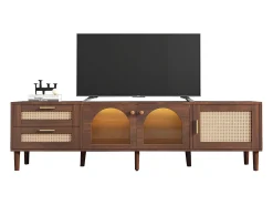 Móvel De Tv* Móvel para TV - Móvel para TV com 2 gavetas em verga e 3 portas - Iluminação LED Castanho
