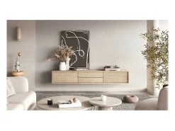 Clearance Meublorama Móvel para TV 180cm, 2 gavetas e 2 portas coleção MAANUM. Cor carvalho claro. Castanho
