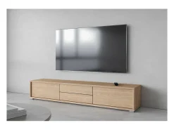 Clearance Meublorama Móvel para TV 180cm, 2 gavetas e 2 portas coleção MAANUM. Cor carvalho claro. Castanho