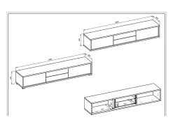 Meublorama Móvel para TV 180cm, 2 gavetas e 2 portas coleção MAANUM. Cor cinza e carvalho claro.^ Móvel De Tv