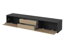Meublorama Móvel para TV 180cm, 2 gavetas e 2 portas coleção MAANUM. Cor cinza e carvalho claro.^ Móvel De Tv