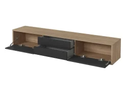 Meublorama Móvel para TV 180cm, 2 gavetas e 2 portas coleção MAANUM. Cor carvalho claro e cinza.^ Móvel De Tv