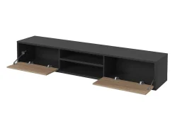 Móvel De Tv|Meublorama Móvel para TV 180cm, 2 portas e 2 nichos coleção MAANUM. Cor cinza e carvalho claro. Cinzento