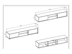 Móvel De Tv*Meublorama Móvel para TV 180cm, 2 portas e 2 nichos coleção MAANUM. Cor carvalho claro e cinza. Castanho