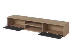 Móvel De Tv*Meublorama Móvel para TV 180cm, 2 portas e 2 nichos coleção MAANUM. Cor carvalho claro e cinza. Castanho