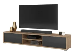 Móvel De Tv*Meublorama Móvel para TV 180cm, 2 portas e 2 nichos coleção MAANUM. Cor carvalho claro e cinza. Castanho