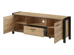 Móvel De Tv|Meublorama Móvel para TV 180cm coleção BOWIE. Cor carvalho e preto. 2 portas e 1 gaveta. Castanho