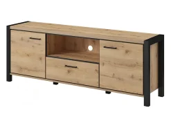 Móvel De Tv|Meublorama Móvel para TV 180cm coleção BOWIE. Cor carvalho e preto. 2 portas e 1 gaveta. Castanho