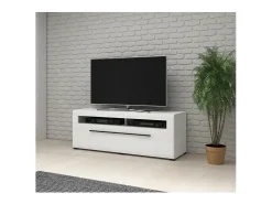Outlet Meublorama Móvel para TV 140cm coleção BREDA. Cores fosco e brilhante. Estilo design. Branco