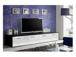 Móvel De Tv*Meublorama Móvel para TV 200cm Coleção COMET. Cor preto e branco. 2 portas basculantes. Preto / Branco