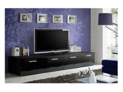 Meublorama Móvel para TV 200cm Coleção COMET. Cor preta. 2 portas basculantes.^ Móvel De Tv