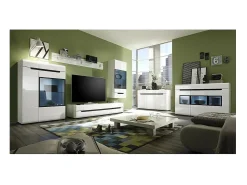 Móvel De Tv*Meublorama Móvel para TV 180cm Coleção LUCIA. 2 gavetas, cor branca, fachadas brilhantes. Estilo design. Branco
