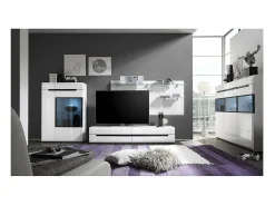 Móvel De Tv*Meublorama Móvel para TV 180cm Coleção LUCIA. 2 gavetas, cor branca, fachadas brilhantes. Estilo design. Branco