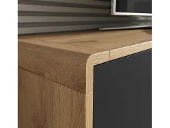 Meublorama Móvel para TV 200cm coleção VILLA. Cor carvalho e preto fosco.^ Móvel De Tv