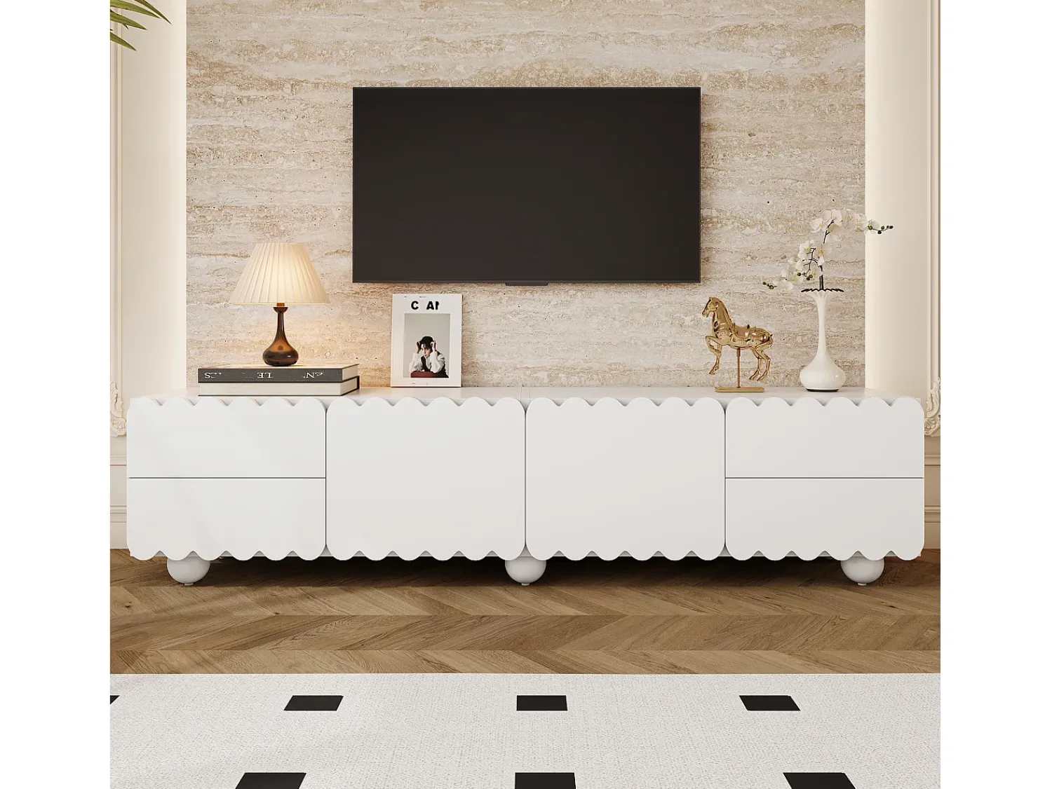 Móvel De Tv*Hauss Spole Móvel para TV com 4 gavetas e 2 portas - 175 x 38 x 37 cm Branco