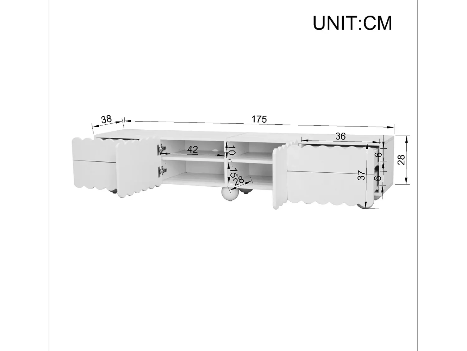 Móvel De Tv*Hauss Spole Móvel para TV com 4 gavetas e 2 portas - 175 x 38 x 37 cm Branco