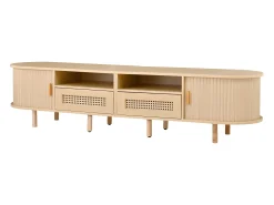 Móvel De Tv|Hauss Spole Móvel para TV com 2 gavetas e 2 portas de correr - Oval em madeira - Cor natural Natural claro