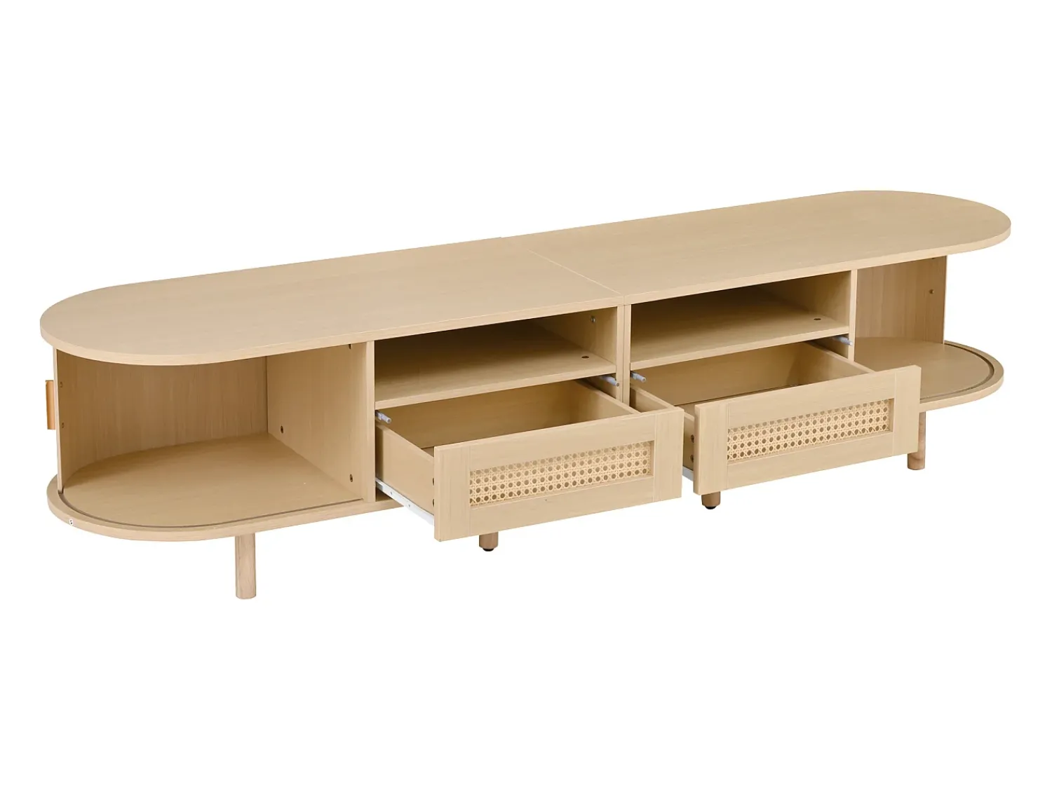 Móvel De Tv|Hauss Spole Móvel para TV com 2 gavetas e 2 portas de correr - Oval em madeira - Cor natural Natural claro