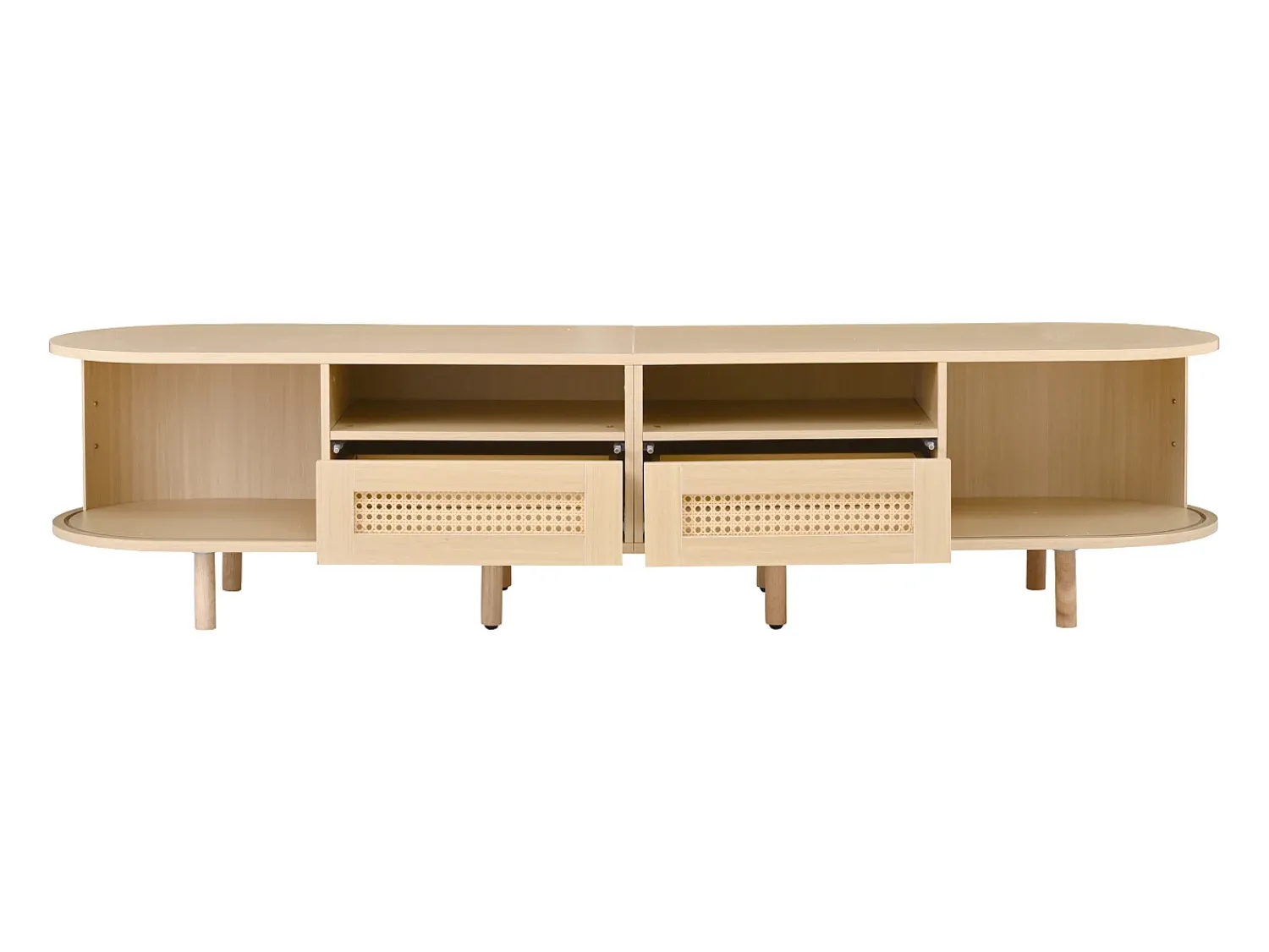 Móvel De Tv|Hauss Spole Móvel para TV com 2 gavetas e 2 portas de correr - Oval em madeira - Cor natural Natural claro
