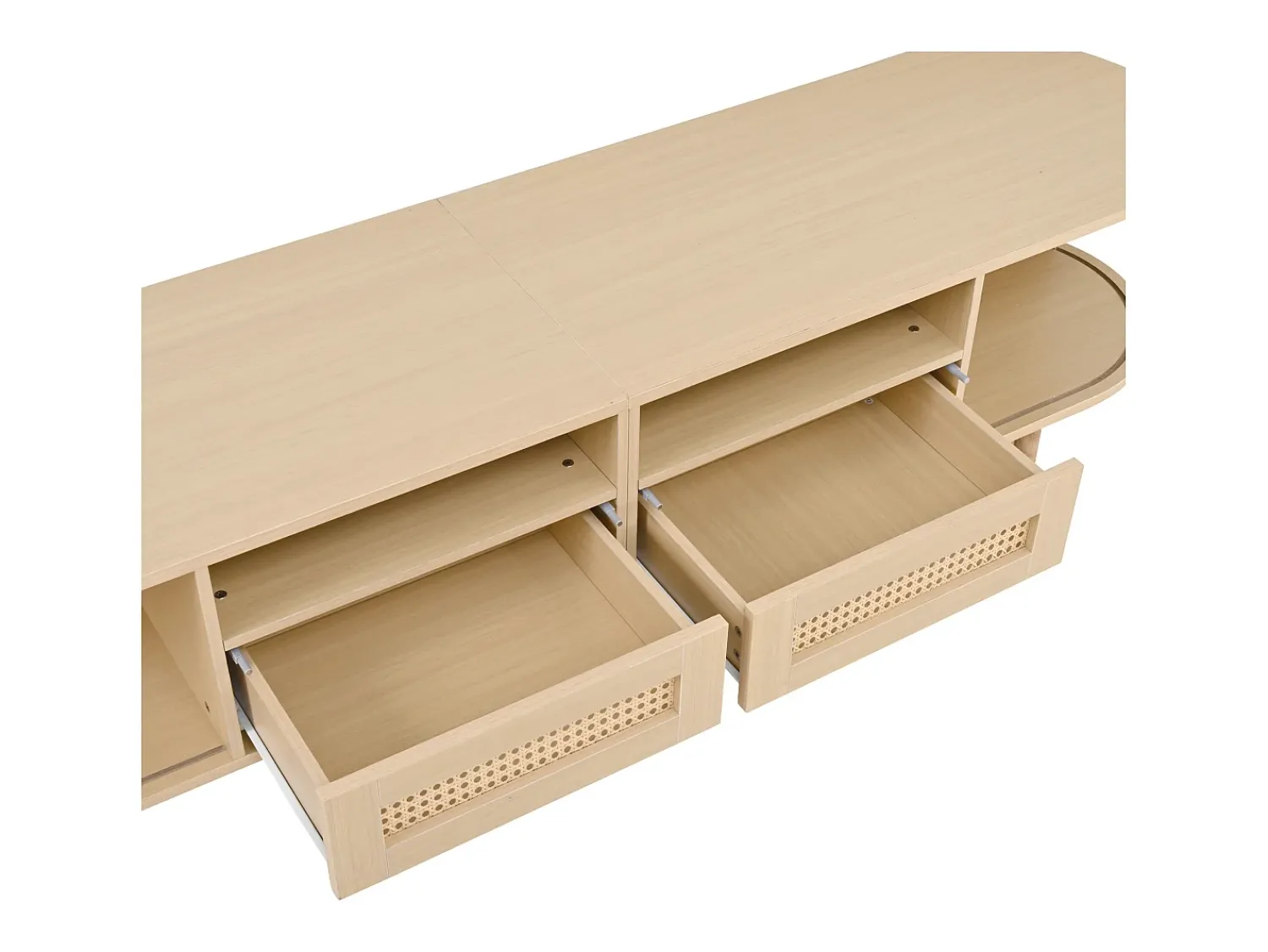 Móvel De Tv|Hauss Spole Móvel para TV com 2 gavetas e 2 portas de correr - Oval em madeira - Cor natural Natural claro