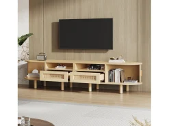 Móvel De Tv|Hauss Spole Móvel para TV com 2 gavetas e 2 portas de correr - Oval em madeira - Cor natural Natural claro