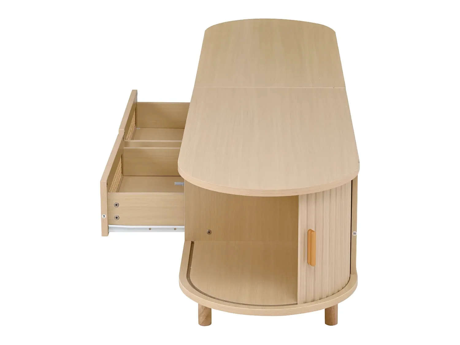 Móvel De Tv|Hauss Spole Móvel para TV com 2 gavetas e 2 portas de correr - Oval em madeira - Cor natural Natural claro