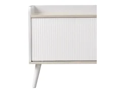 Móvel De Tv*Hauss Spole Móvel para TV com 2 gavetas e 2 portas de correr, porta às riscas, e madeira. Branco