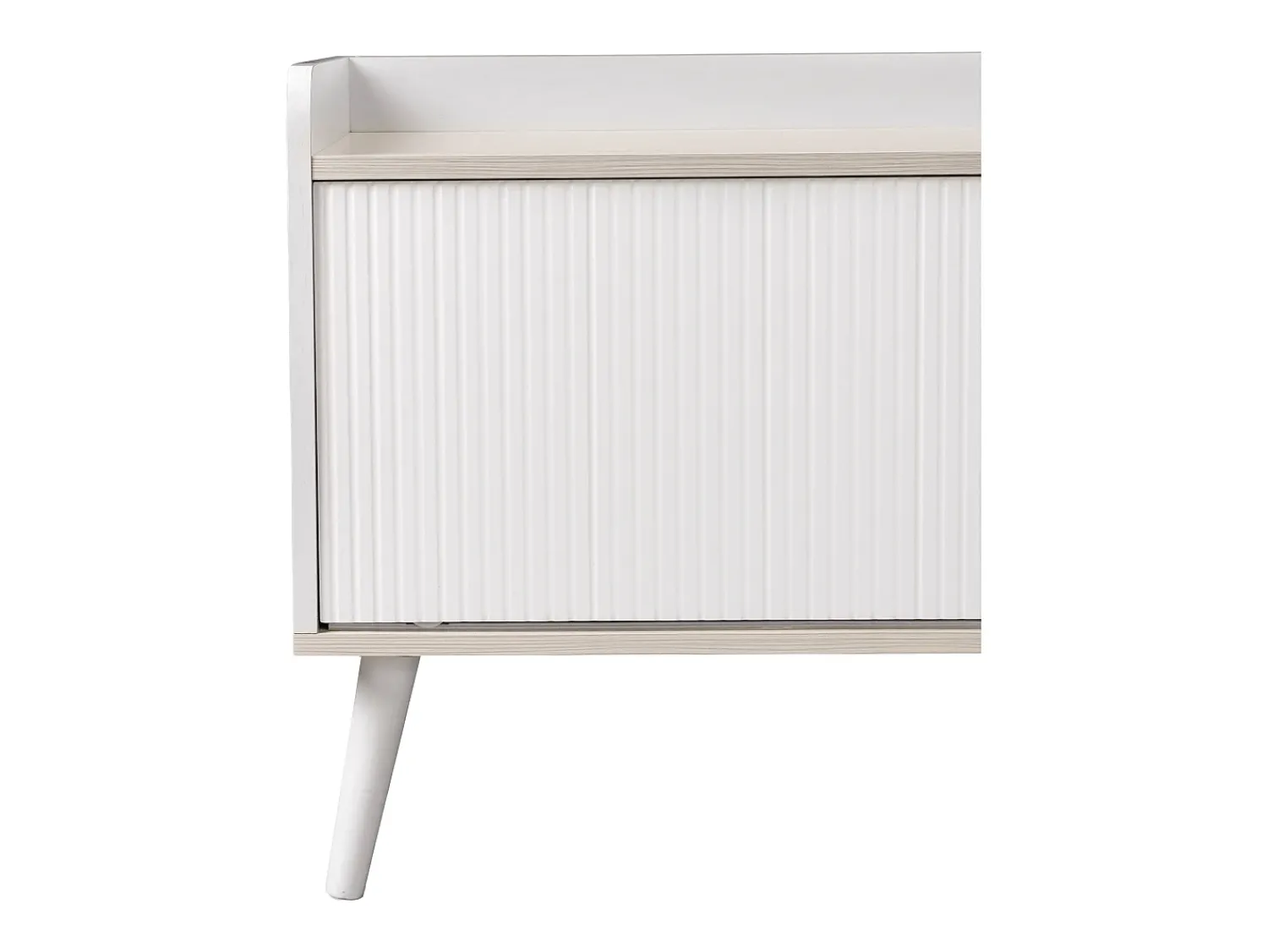 Móvel De Tv*Hauss Spole Móvel para TV com 2 gavetas e 2 portas de correr, porta às riscas, e madeira. Branco