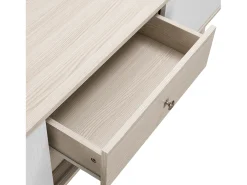 Móvel De Tv*Hauss Spole Móvel para TV com 2 gavetas e 2 portas de correr, porta às riscas, e madeira. Branco
