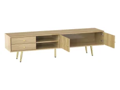 Hauss Spole Móvel para TV com 2 gavetas e 2 portas, pés dourados, 160 x 36 x 42 cm^ Móvel De Tv