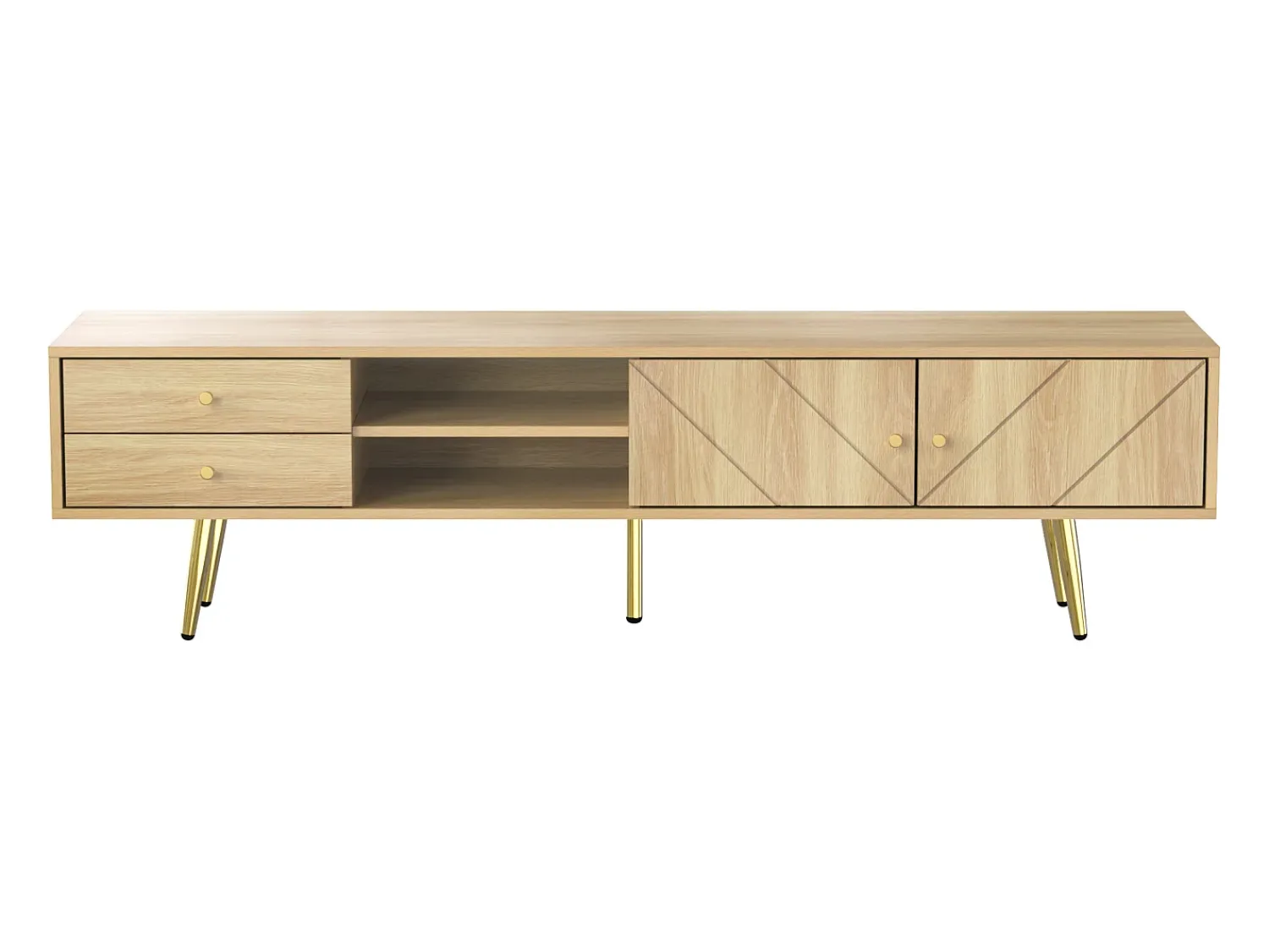 Hauss Spole Móvel para TV com 2 gavetas e 2 portas, pés dourados, 160 x 36 x 42 cm^ Móvel De Tv