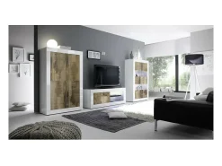 Móvel De Tv|Meublorama Móvel para TV com 1 porta, coleção CISA, nas cores brilhante laqueado e carvalho claro. Branco