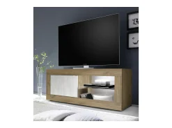 Meublorama Móvel para TV com 1 porta sem iluminação ACCESS. Cores e carvalho escuro.^ Móvel De Tv