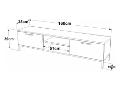 Móvel De Tv*Helloshop26 Móvel para TV com 2 portas 39 x 160 x 35 cm efeito carvalho rústico/antracite 03_0007794 Bege