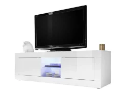 Outlet Meublorama Móvel para TV com 2 portas, coleção CISA, cor brilhante laqueado. Branco