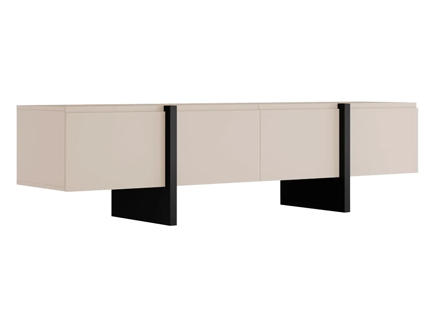 Outlet Vente-unique Móvel para TV com 4 portas em MDF - e Preto - LUVONIA Bege