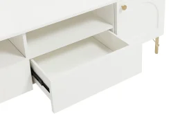 Vente-unique Móvel para TV com 2 portas, 2 gavetas e 2 nichos - e dourado - ALOBARA Branco