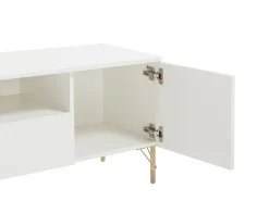 Vente-unique Móvel para TV com 2 portas, 2 gavetas e 2 nichos - e dourado - ALOBARA Branco