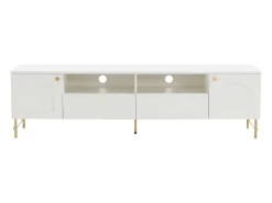 Vente-unique Móvel para TV com 2 portas, 2 gavetas e 2 nichos - e dourado - ALOBARA Branco