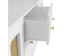Hauss Spole Móvel para TV com 4 portas em rattan e 2 gavetas - Pés em metal dourado -^ Móvel De Tv